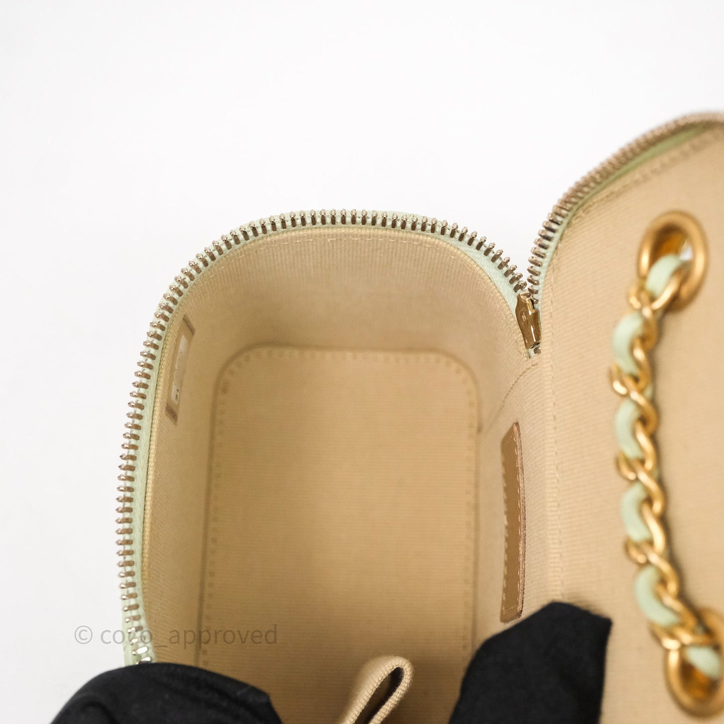Chanel Mini Pearl Crush Vanity With Chain Green Aged Gold Hardware