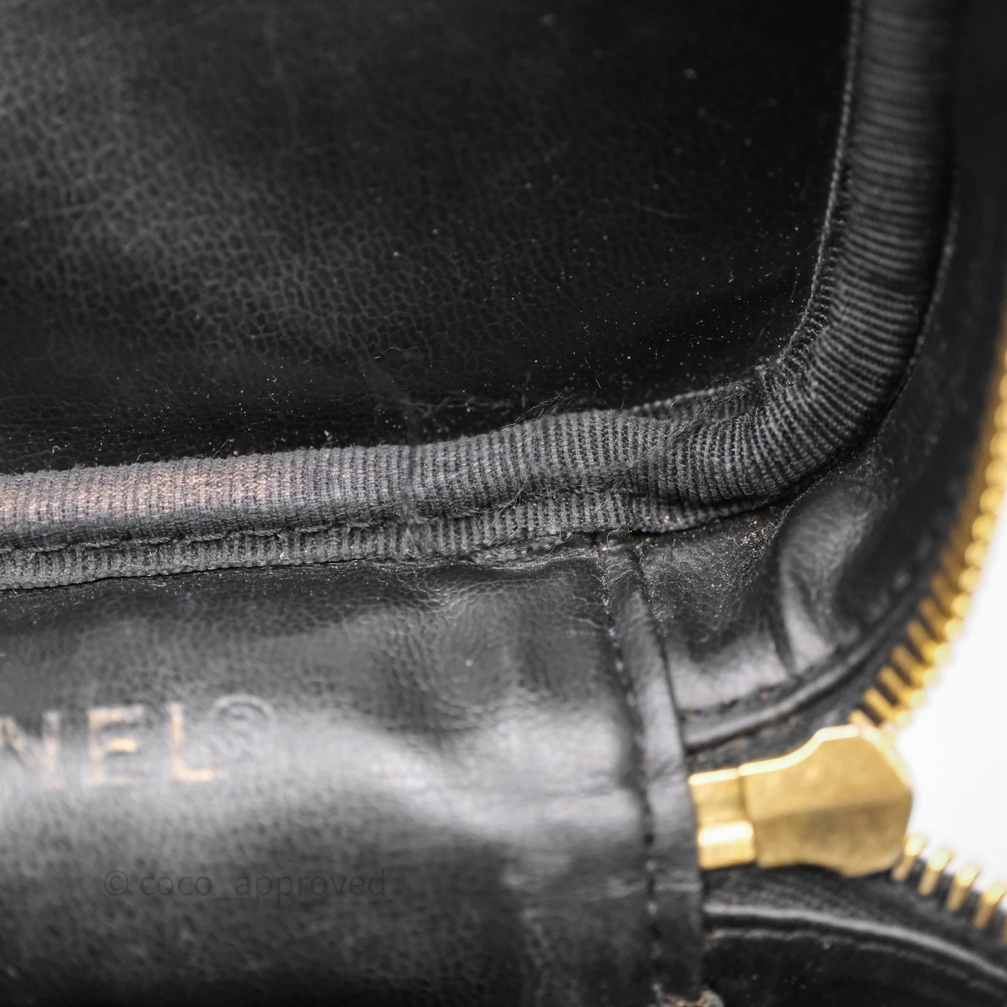 Chanel Vintage Vanity Case Black Caviar Gold Hardware