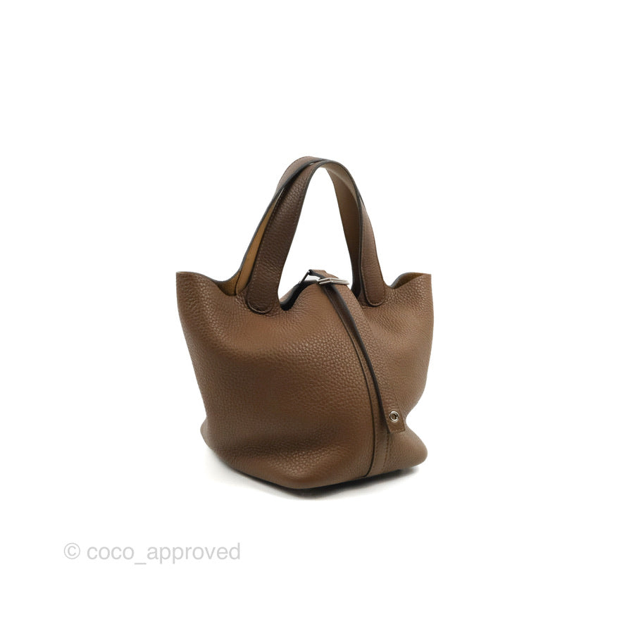 Hermès Picotin Lock 18 PM Eclat Alezan 3G/Biscuit 48 Clemence Silver Hardware