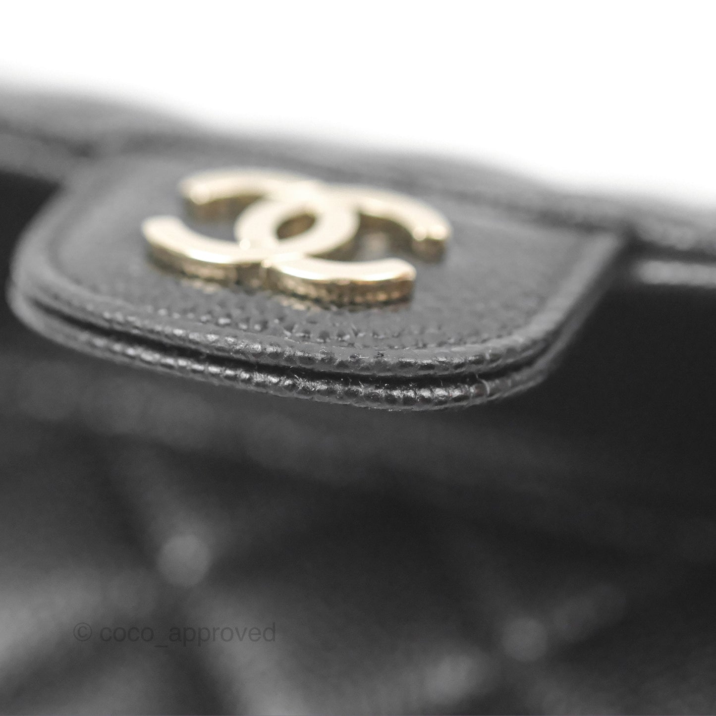 Chanel Quilted Glasses Case With Chain Black Caviar Gold Hardware