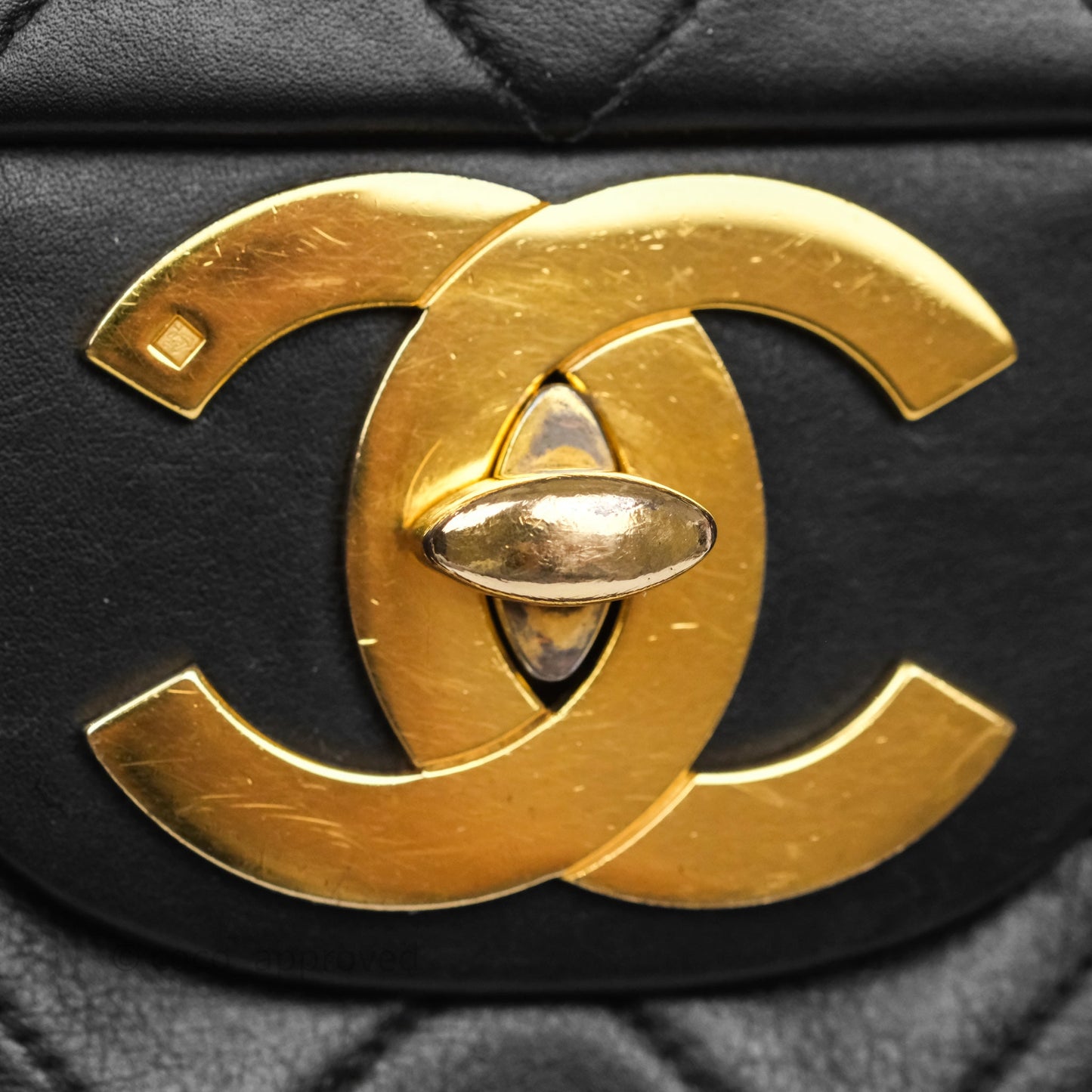Chanel Vintage XL Jumbo Single Flap Black Lambskin 24K Gold Hardware