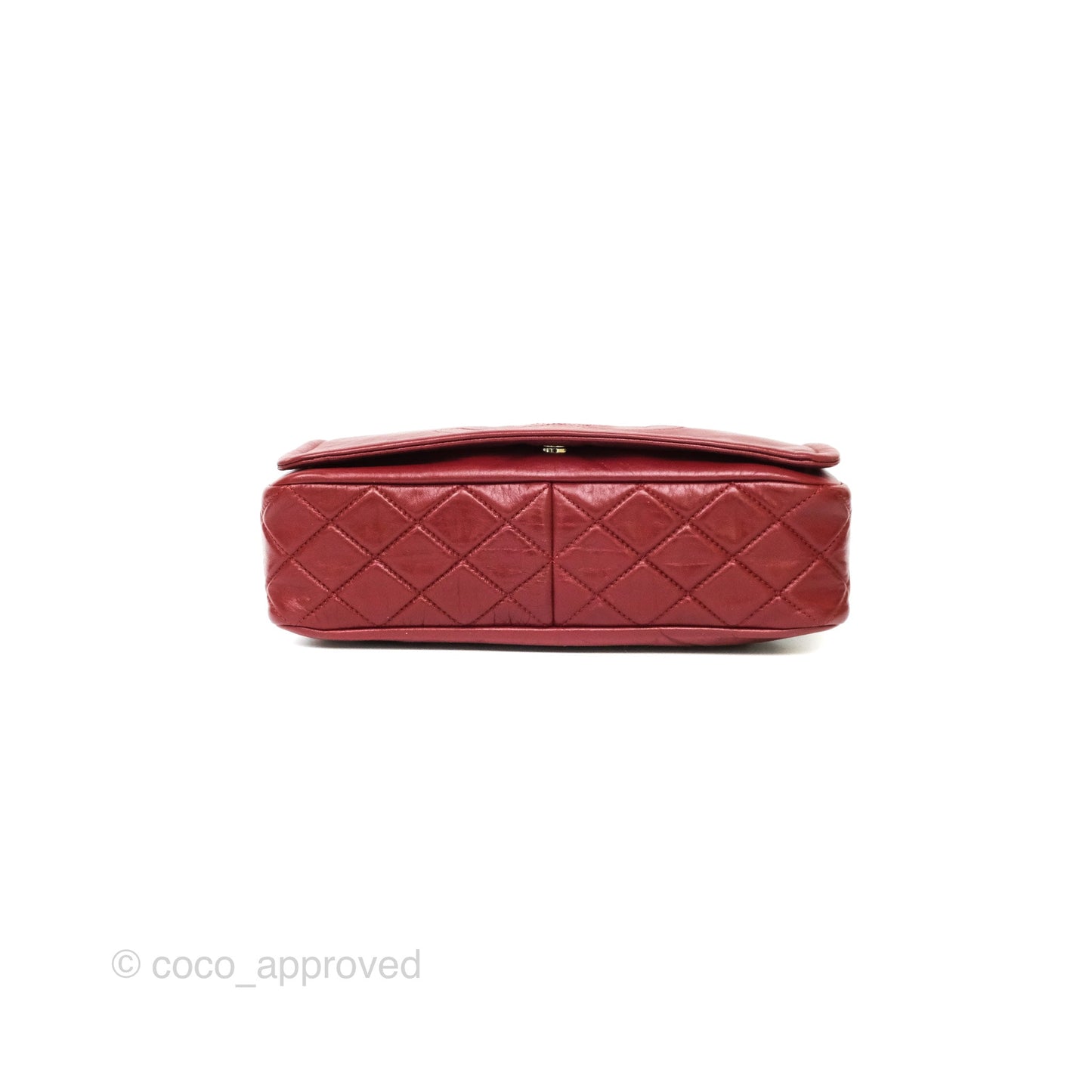 Chanel CC Flap Shoulder Bag Dark Red Crumpled Leather Silver Hardware