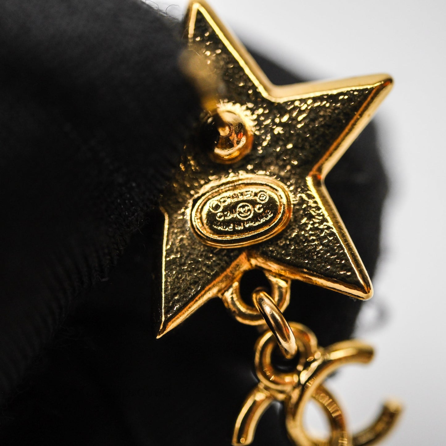 Chanel Star Drop CC Earrings Gold Tone 24C