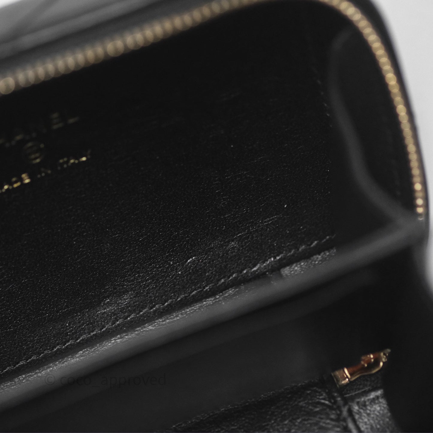 Chanel Top Handle Vanity Case Black Lambskin Aged Gold Hardware 22A