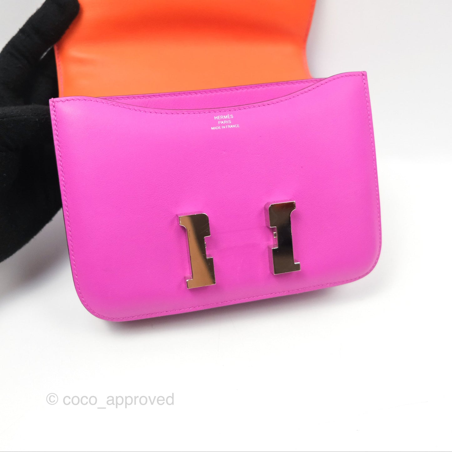 Hermès Constance Mini 18 Swift Magnolia/Orange Palladium Hardware