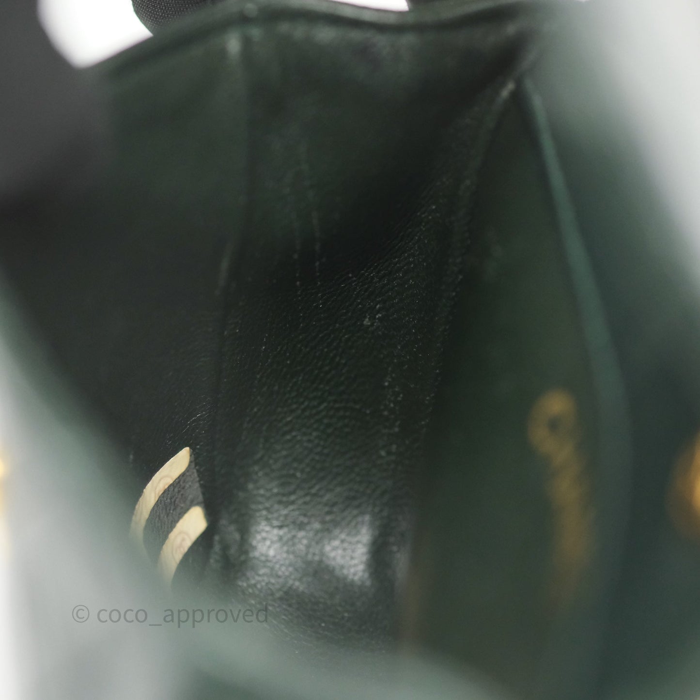 Chanel Vintage Mini Flap Bag Dark Green Lambskin Gold Hardware
