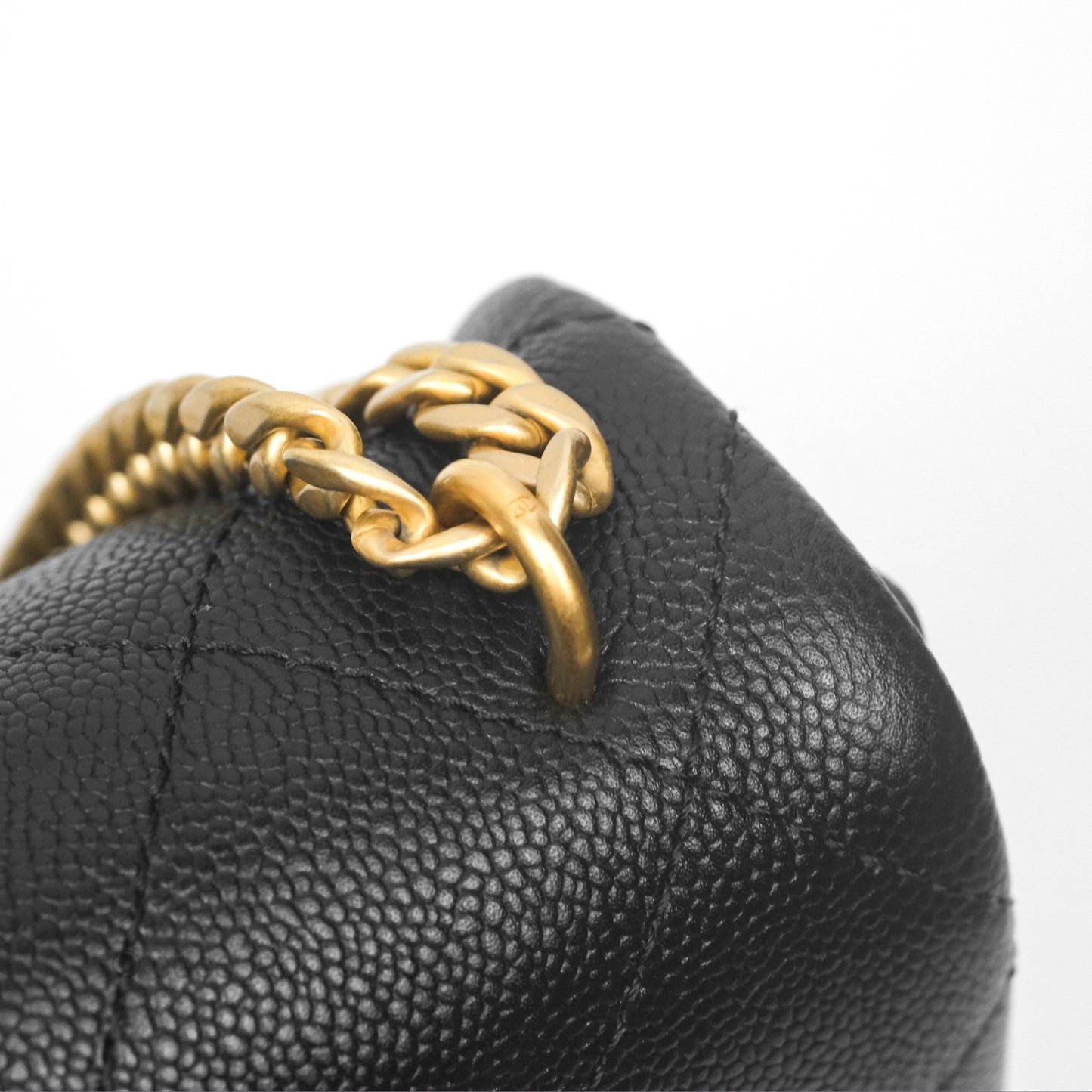 Chanel Large Flap Bag Heart Adjustable Chain Black Caviar Aged Gold Hardware