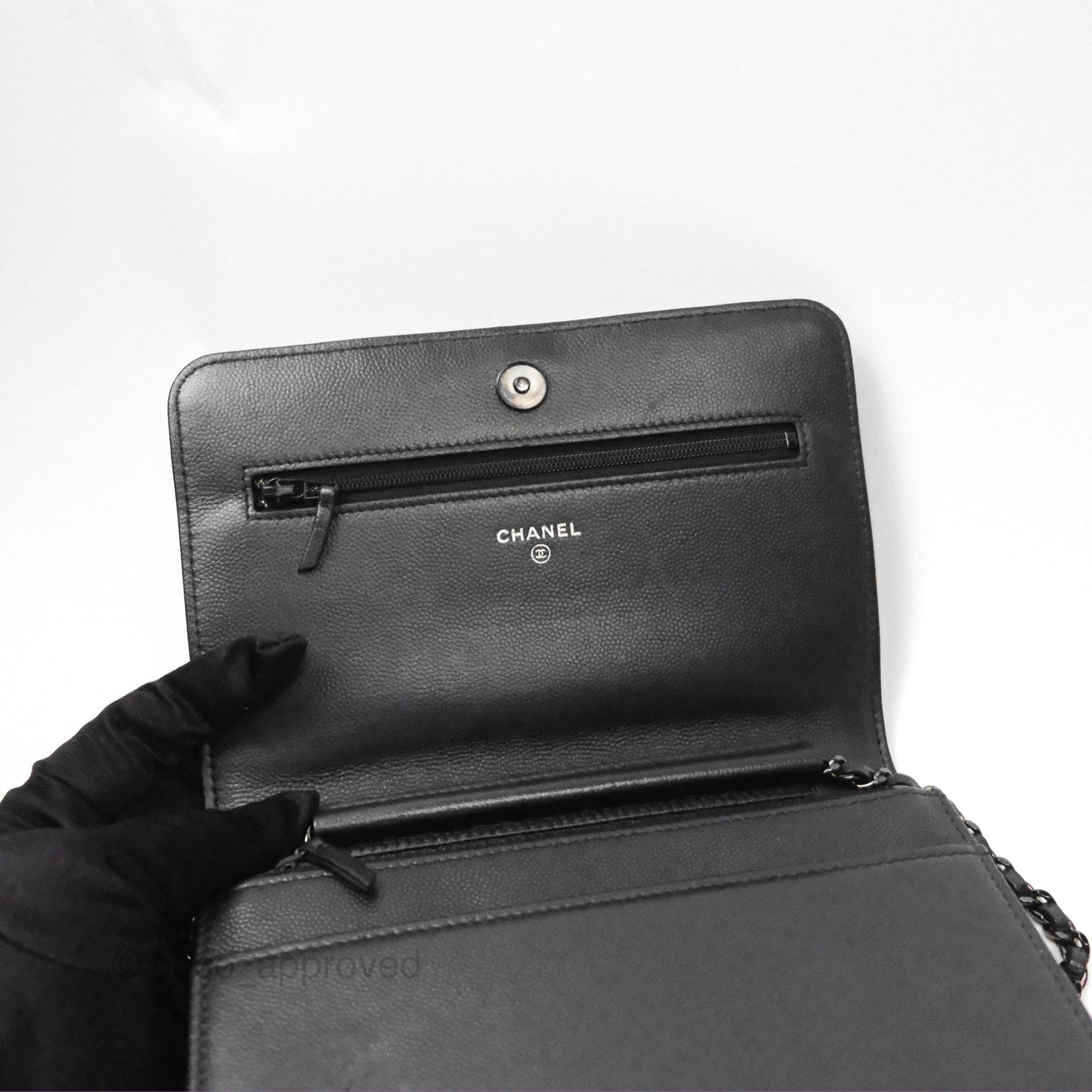 Chanel Quilted Boy Wallet on Chain WOC So Black Caviar