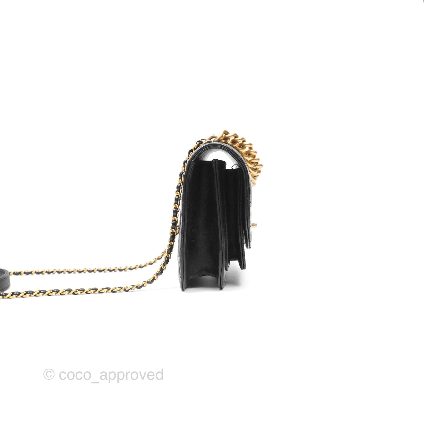 Chanel Chain Handle Small Flap Bag Black Calfskin