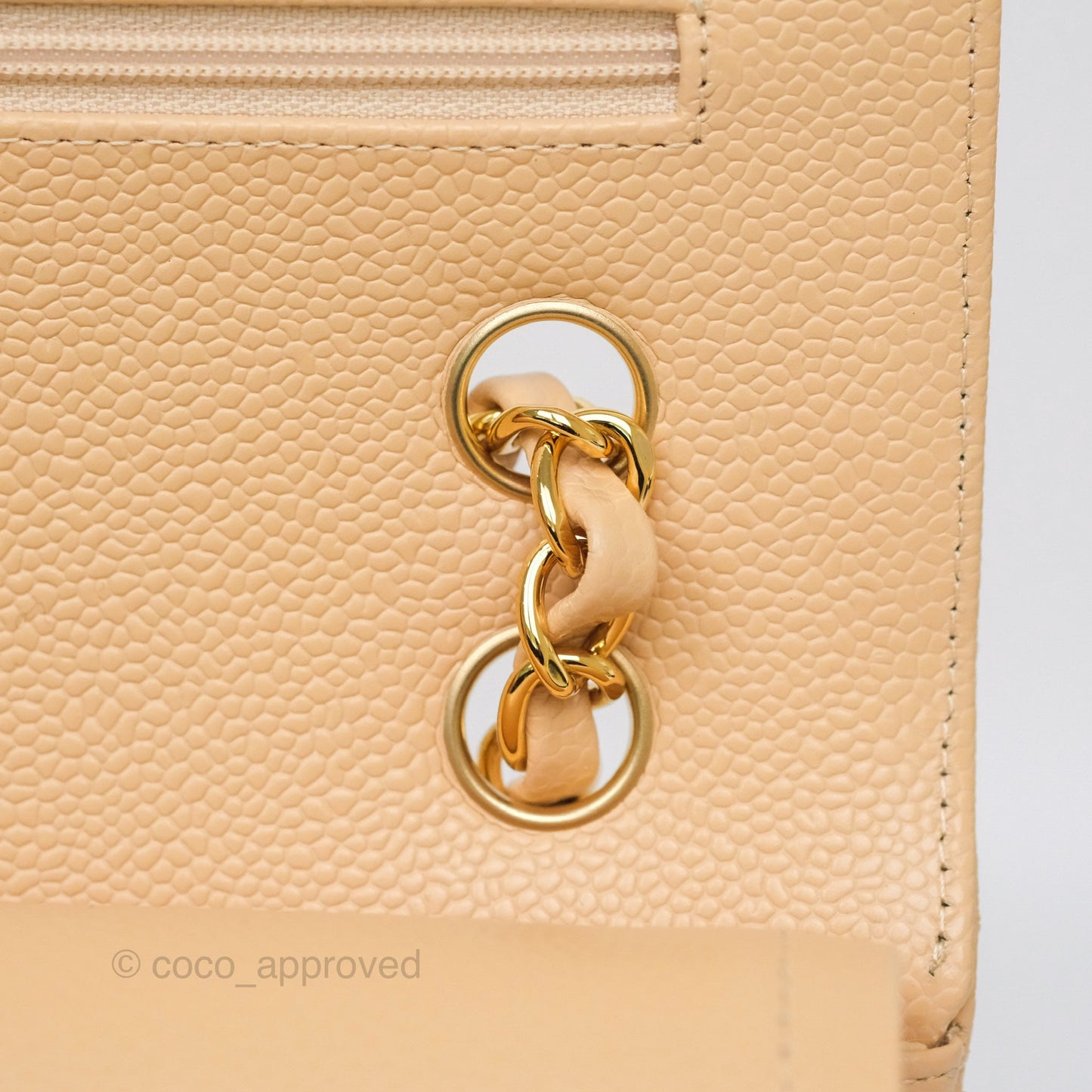 Chanel Small S/M Classic Flap Quilted Beige Caviar Gold Hardware