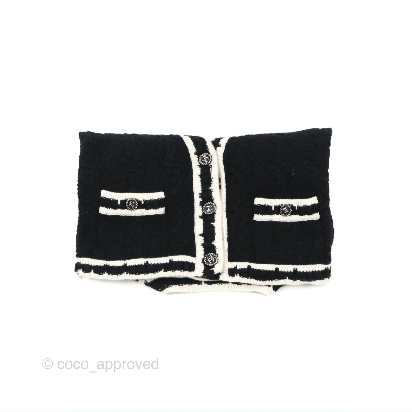 Chanel Black & White Cashmere Cardigan 22C