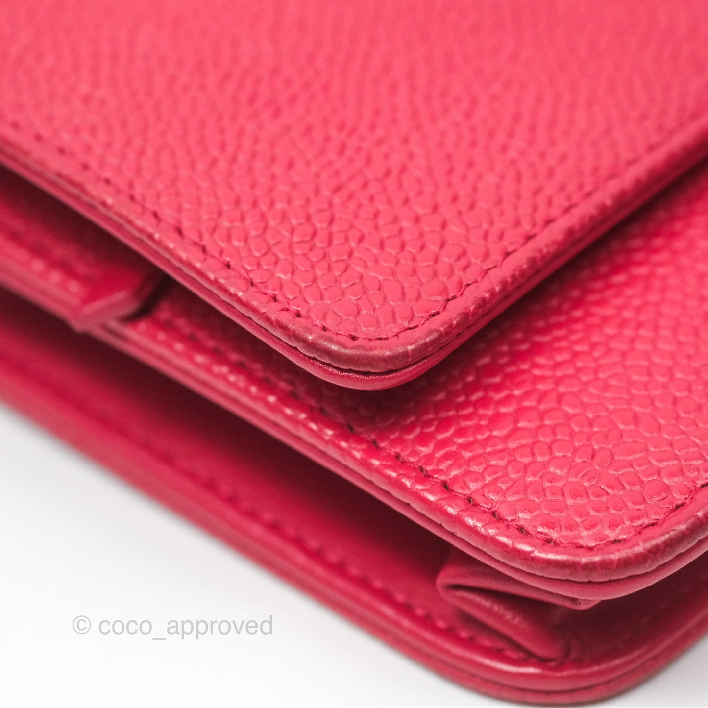 Chanel CC Wallet On Chain WOC Dark Pink Caviar Silver Hardware