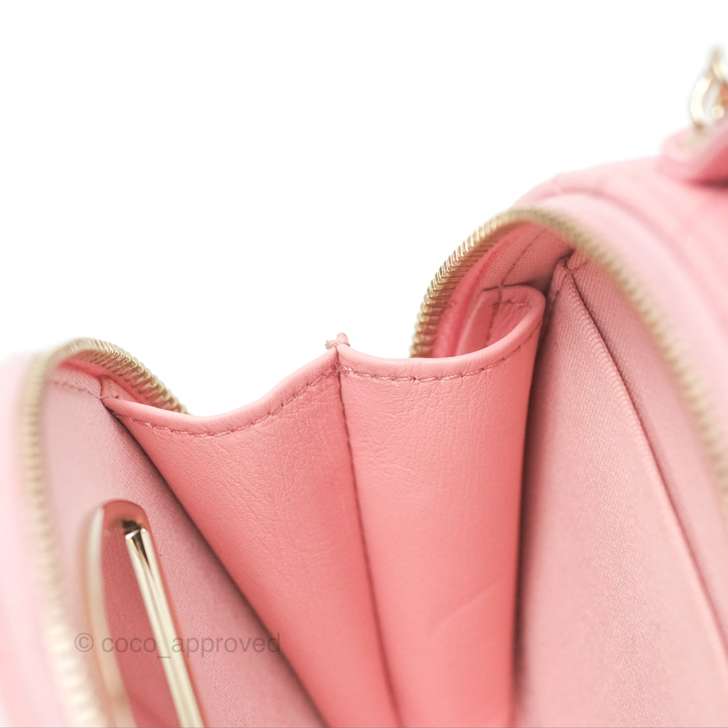 Chanel Mini Round Vanity Bag Handle With Care Pink Caviar 22C