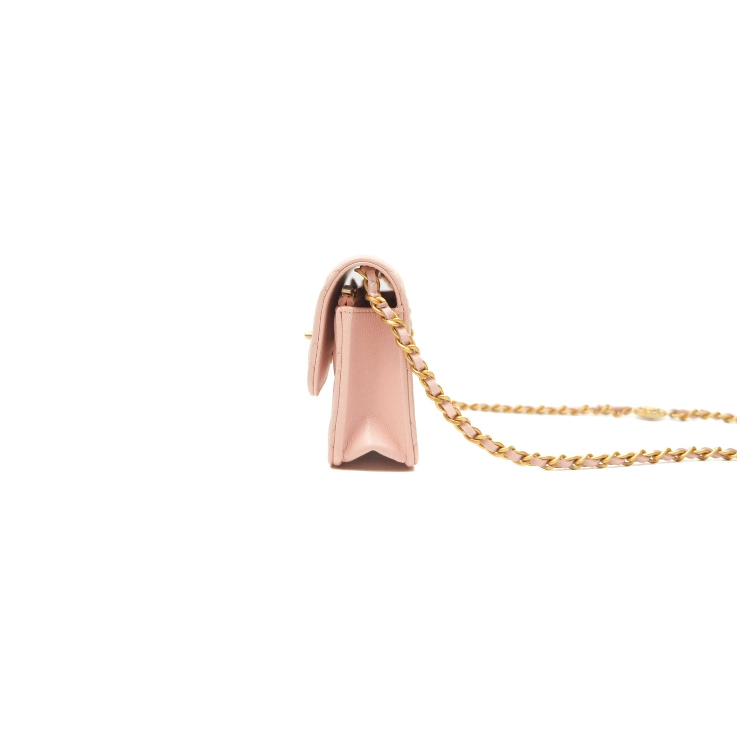Chanel Mini WOC Phone Holder Pink Caviar Gold Hardware