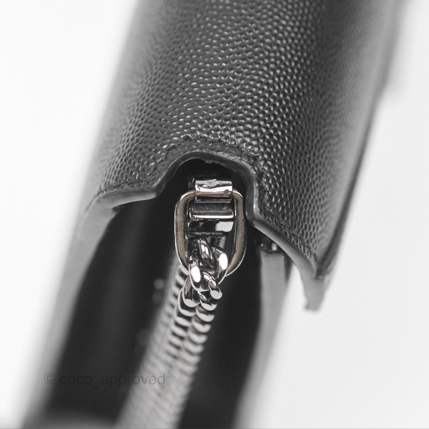 Saint Laurent Cassandra in Grain De Poudre Embossed Leather Black