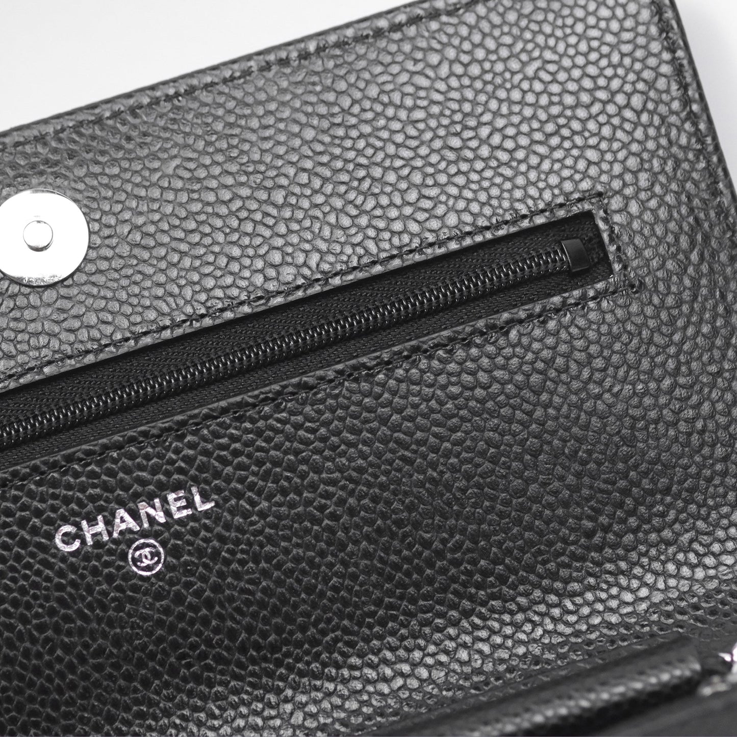 Chanel Classic Wallet On Chain WOC Quilted Black Caviar Silver Hardware