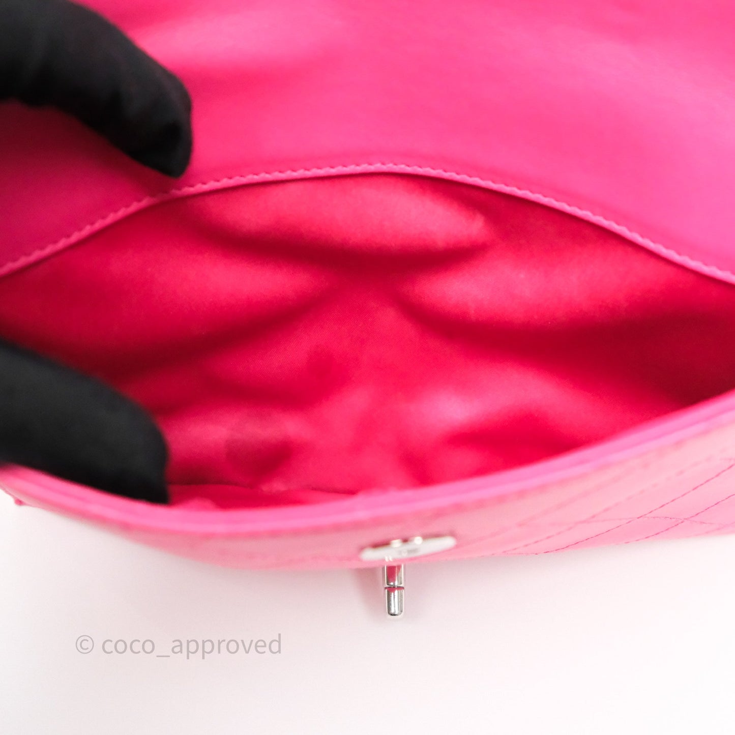 Chanel Stitched Double Flap Bag Pink Calfskin Silver Hardware