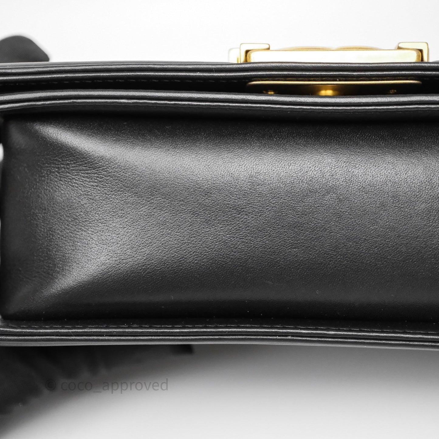 Chanel Small Boy Quilted Black Calfskin Aged Gold Hardware