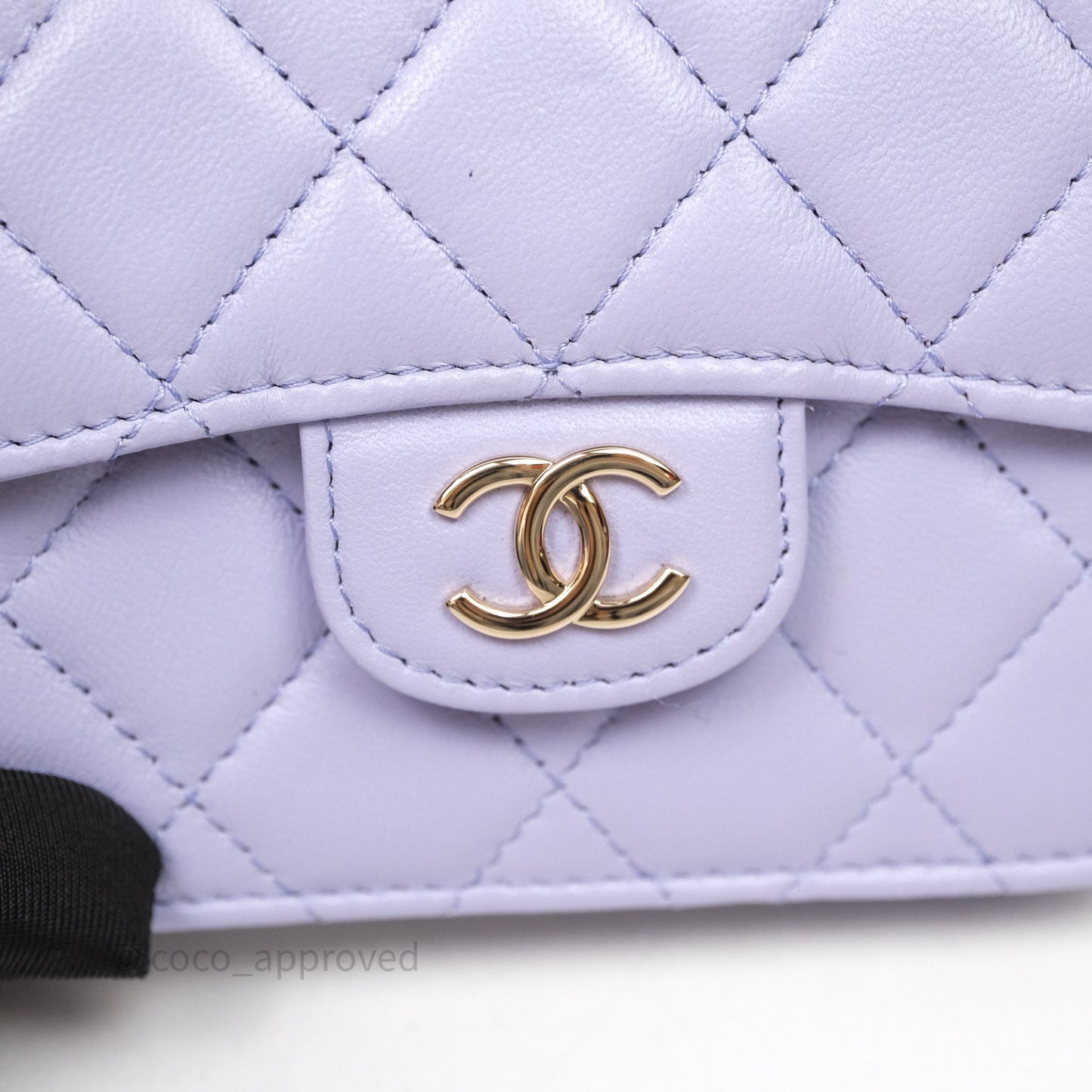 Chanel Mini Handle Flap Coin Purse With Chain Lilac Lambskin Gold Hardware