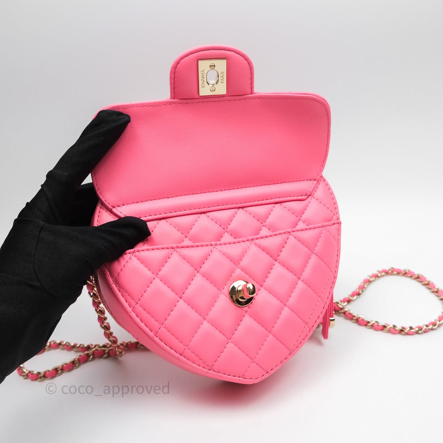Chanel Large Heart Bag Pink Lambskin Gold Hardware 22S