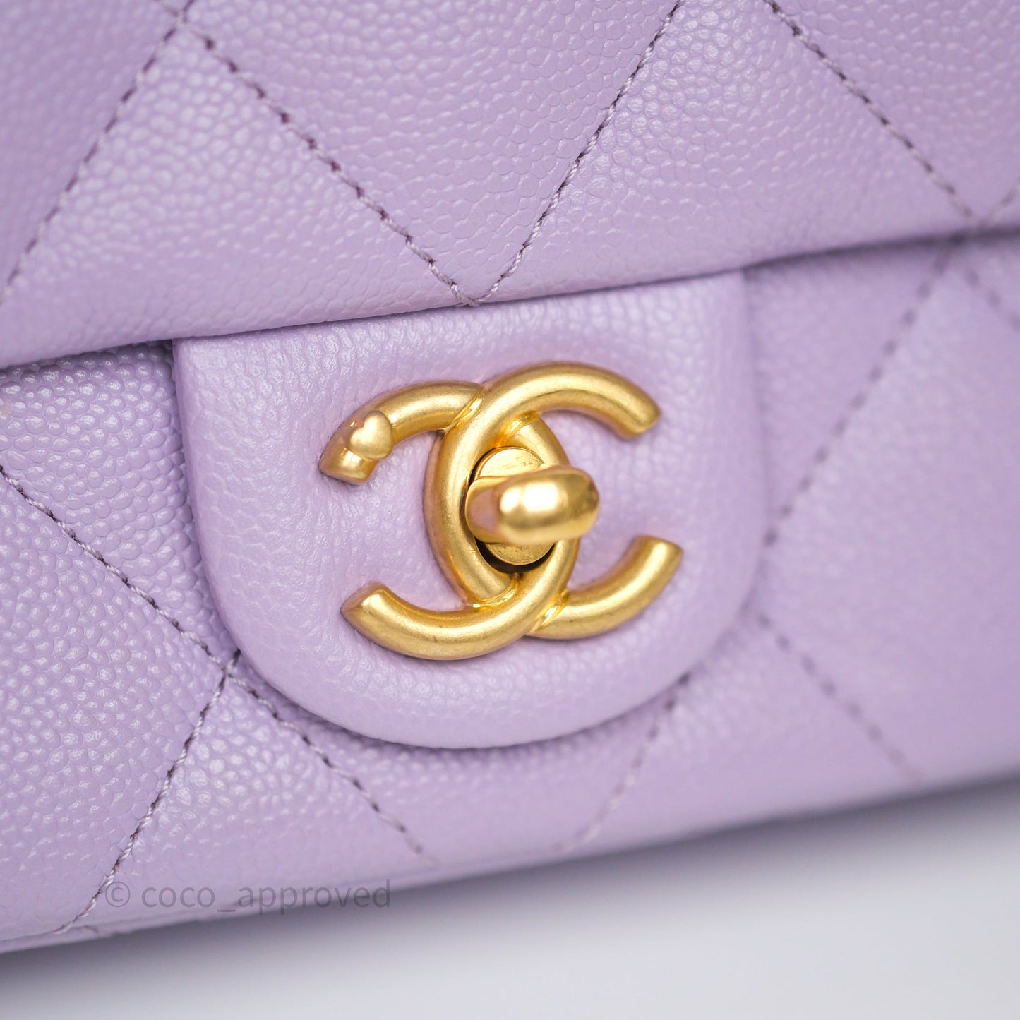 Chanel Heart Crush Mini Flap Bag Lilac Purple Caviar Aged Gold Hardware