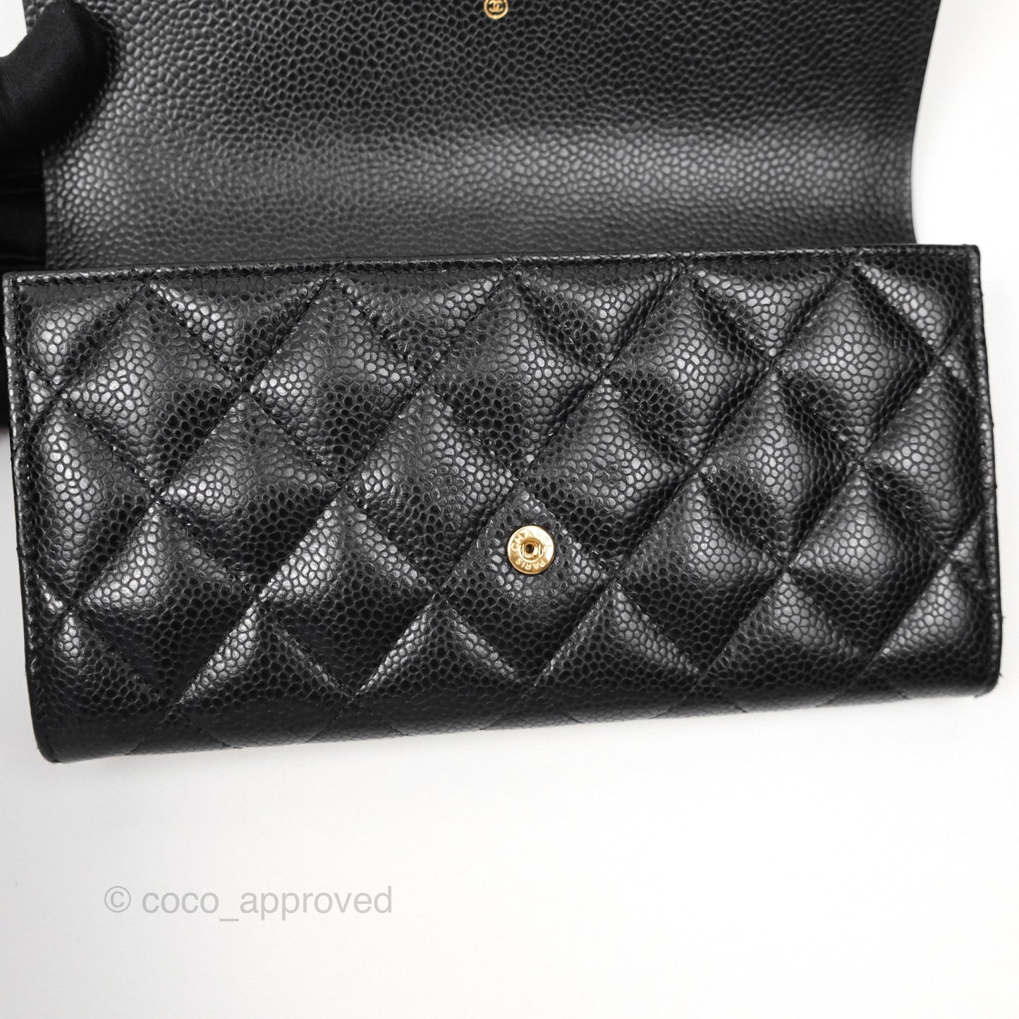 Chanel Quilted Classic Zip Long Wallet Black Caviar Gold Hardware
