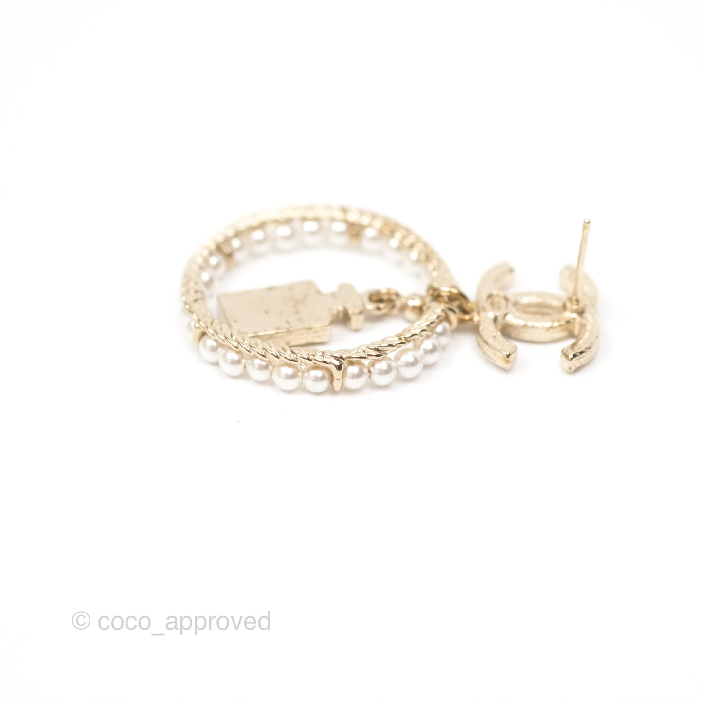 Chanel CC Crystal Pearl Ring No 5 Drop Earrings 20C