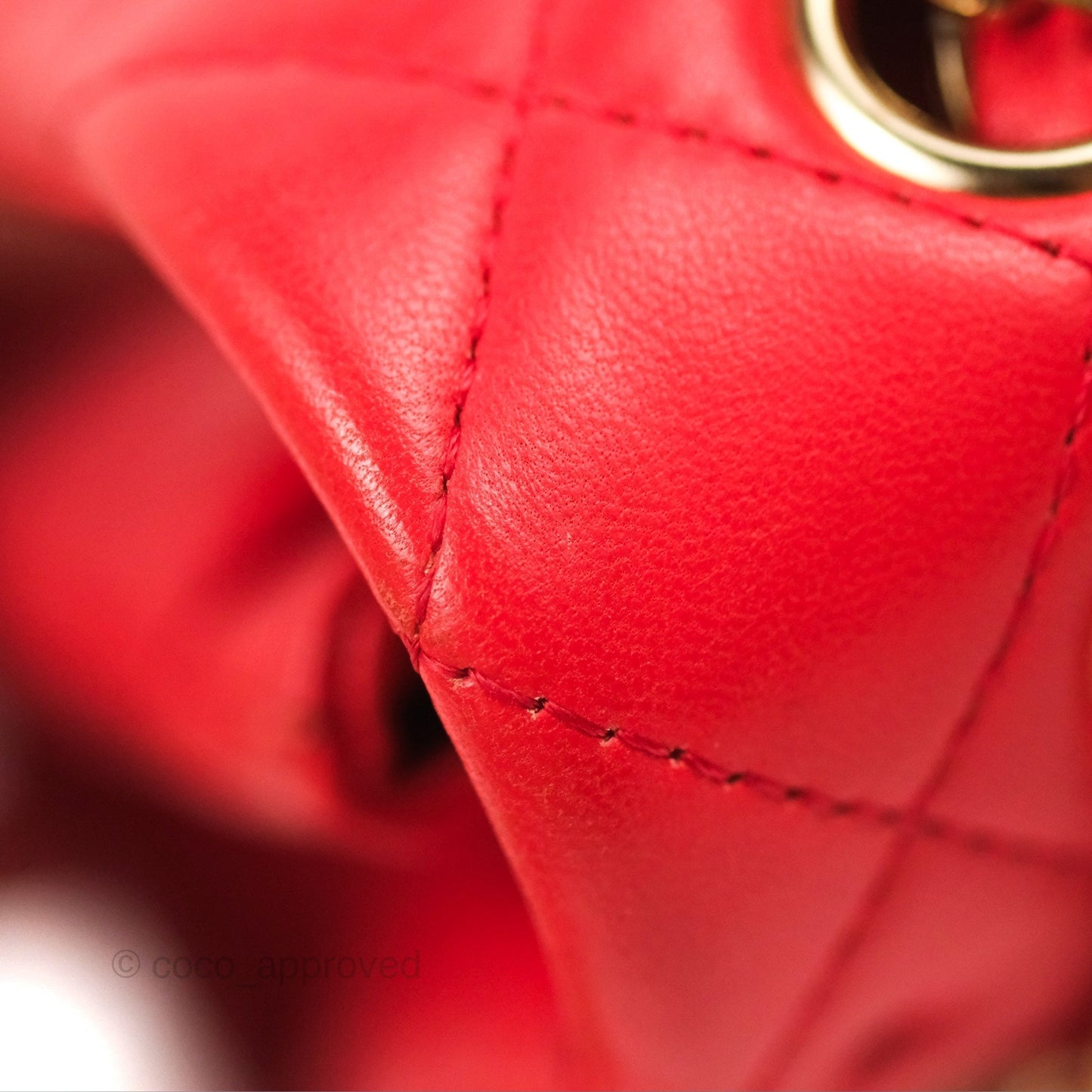 Chanel Classic M/L Medium Flap Quilted Red Lambskin Gold Hardware
