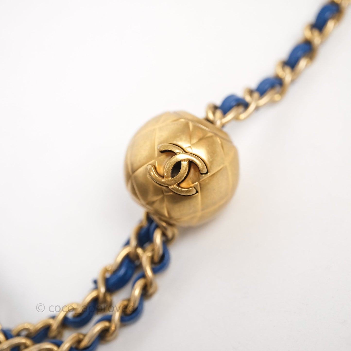Chanel Pearl Crush Mini Square Quilted Blue Lambskin Aged Gold Hardware