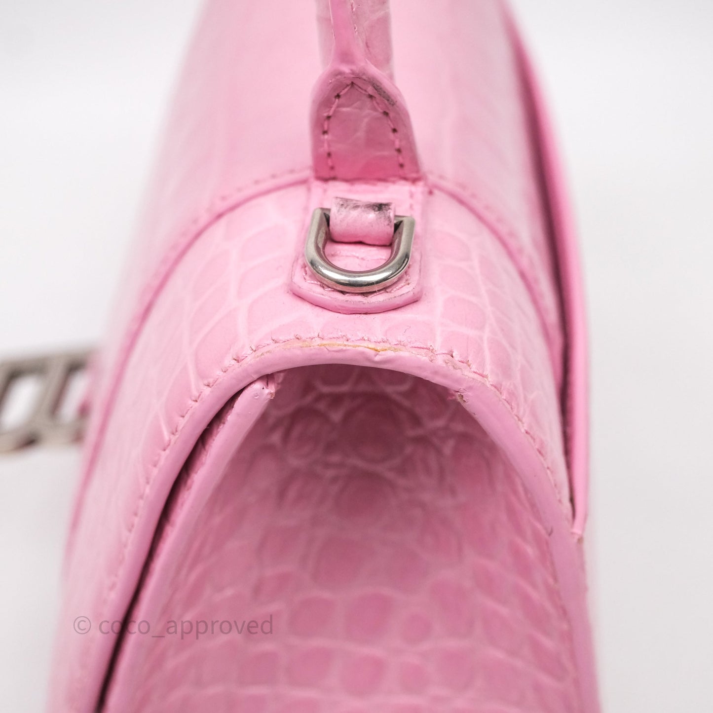 Balenciaga Small Hourglass Embossed Bag Pink