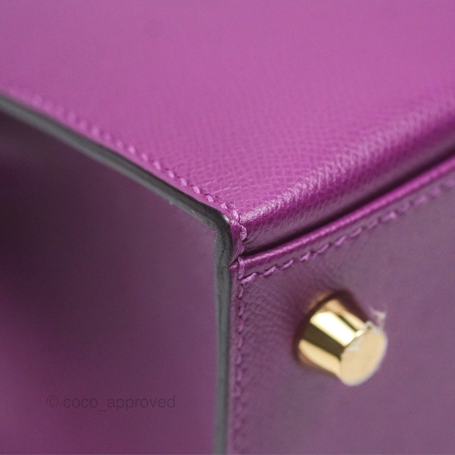 Hermès Kelly 25 Sellier Touch Anemone/ Amethyste Madame/ Croc Gold Hardware