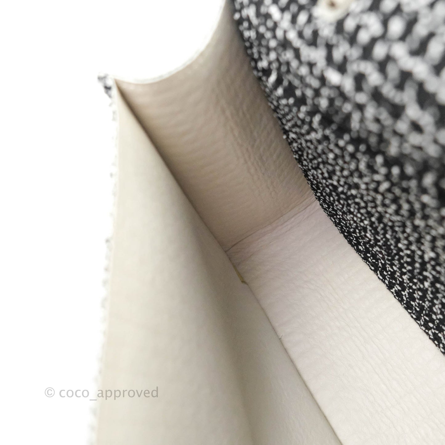 Chanel Classic Single Flap Bag Black/White Tweed Silver Hardware