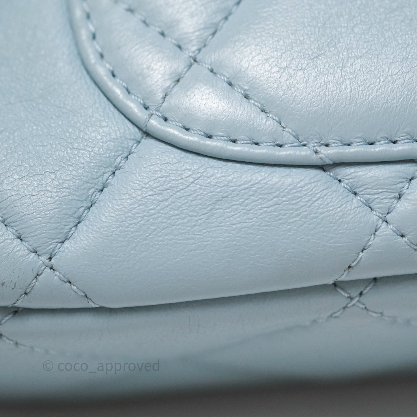 Chanel Quilted Enamel Pending CC Mini Square Flap Baby Blue Lambskin 22P