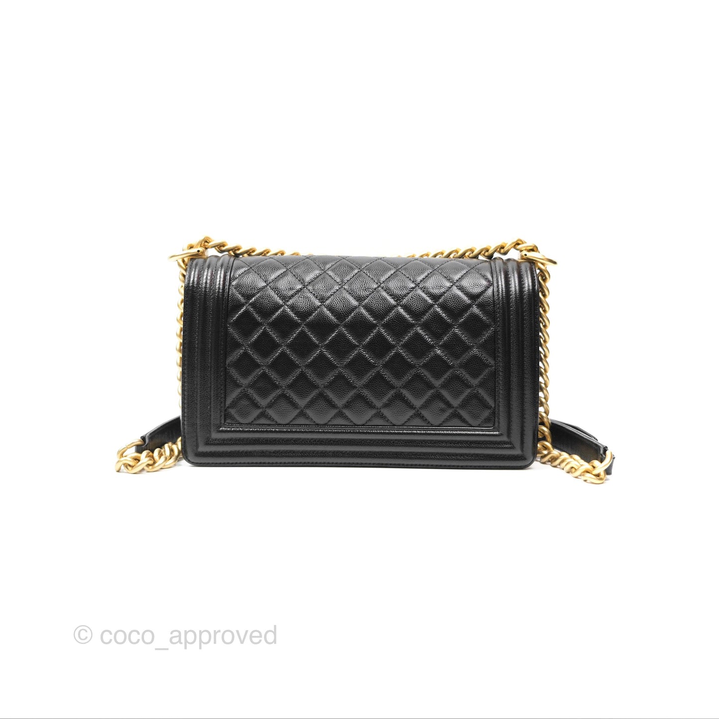 Chanel Quilted Medium Boy Black Caviar Aged Gold Hardware