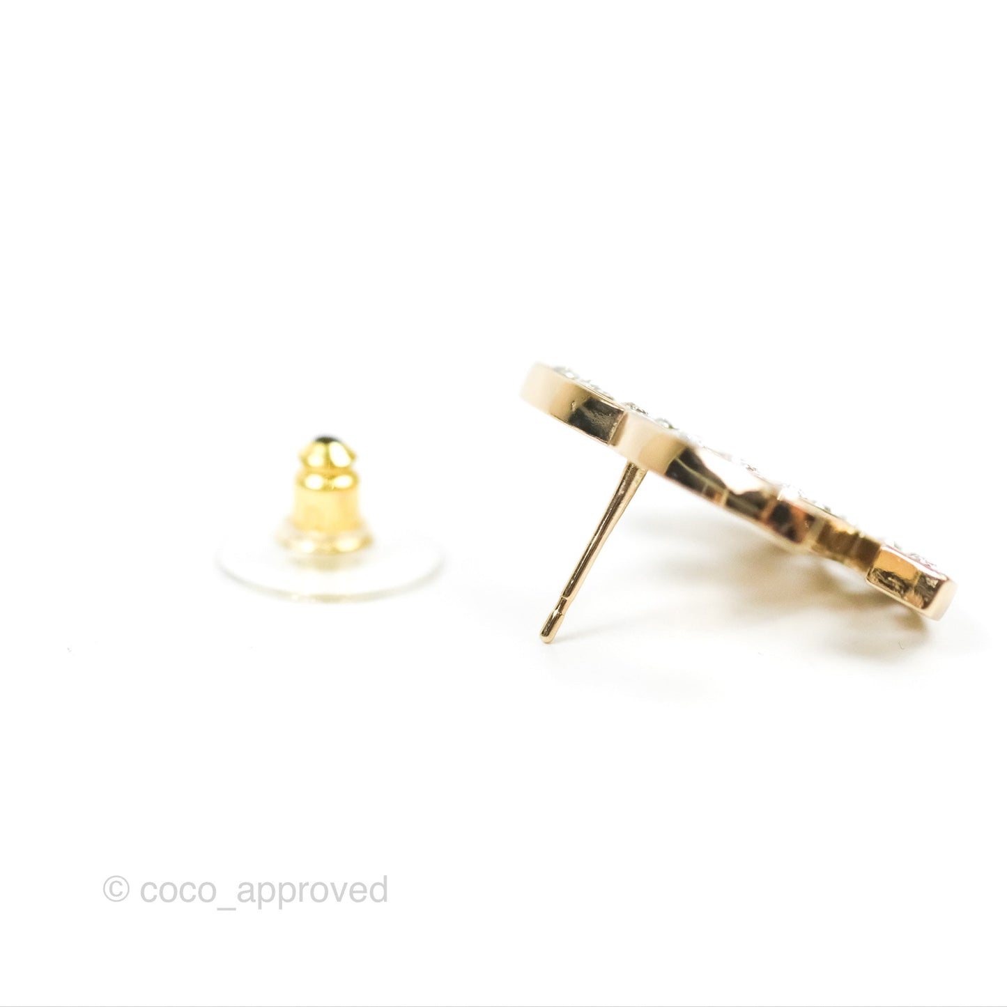Chanel CC Crystal Earrings Gold Tone 23S
