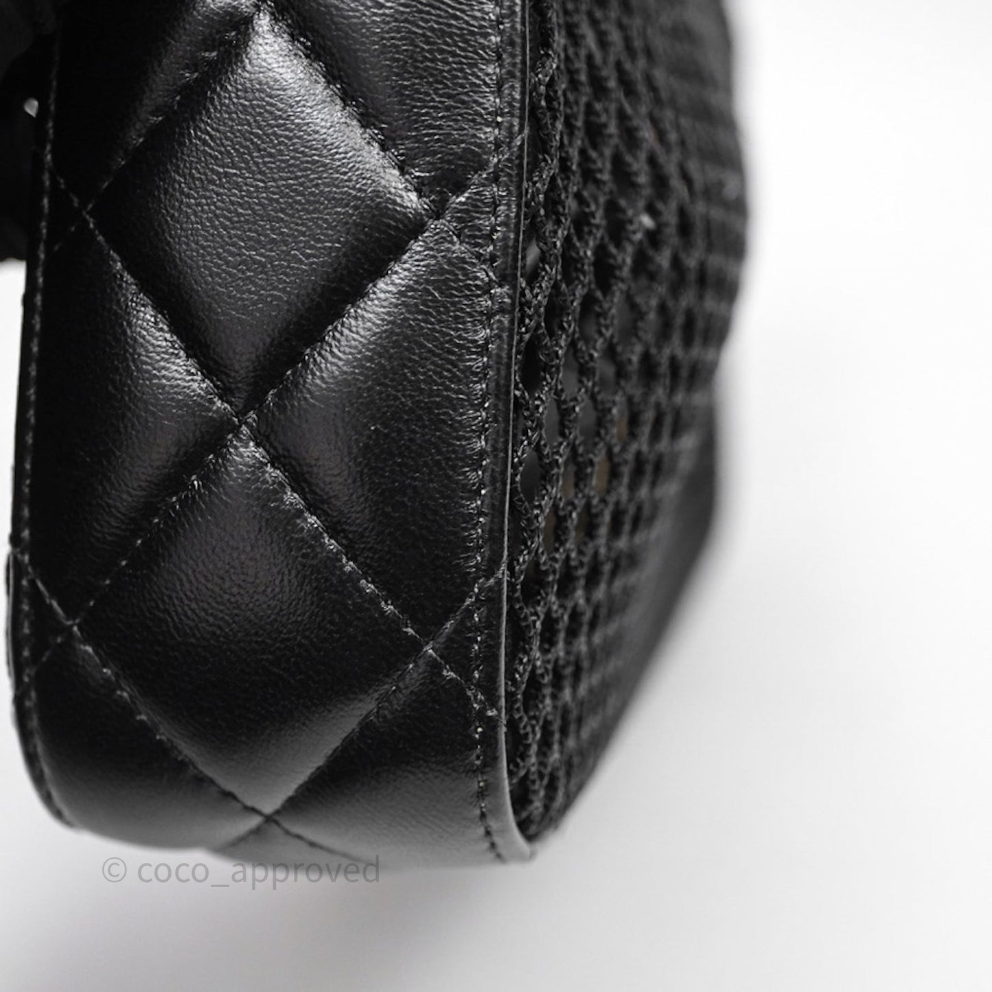 Chanel Mesh Clutch With Chain Black Shiny Lambskin Gold Hardware