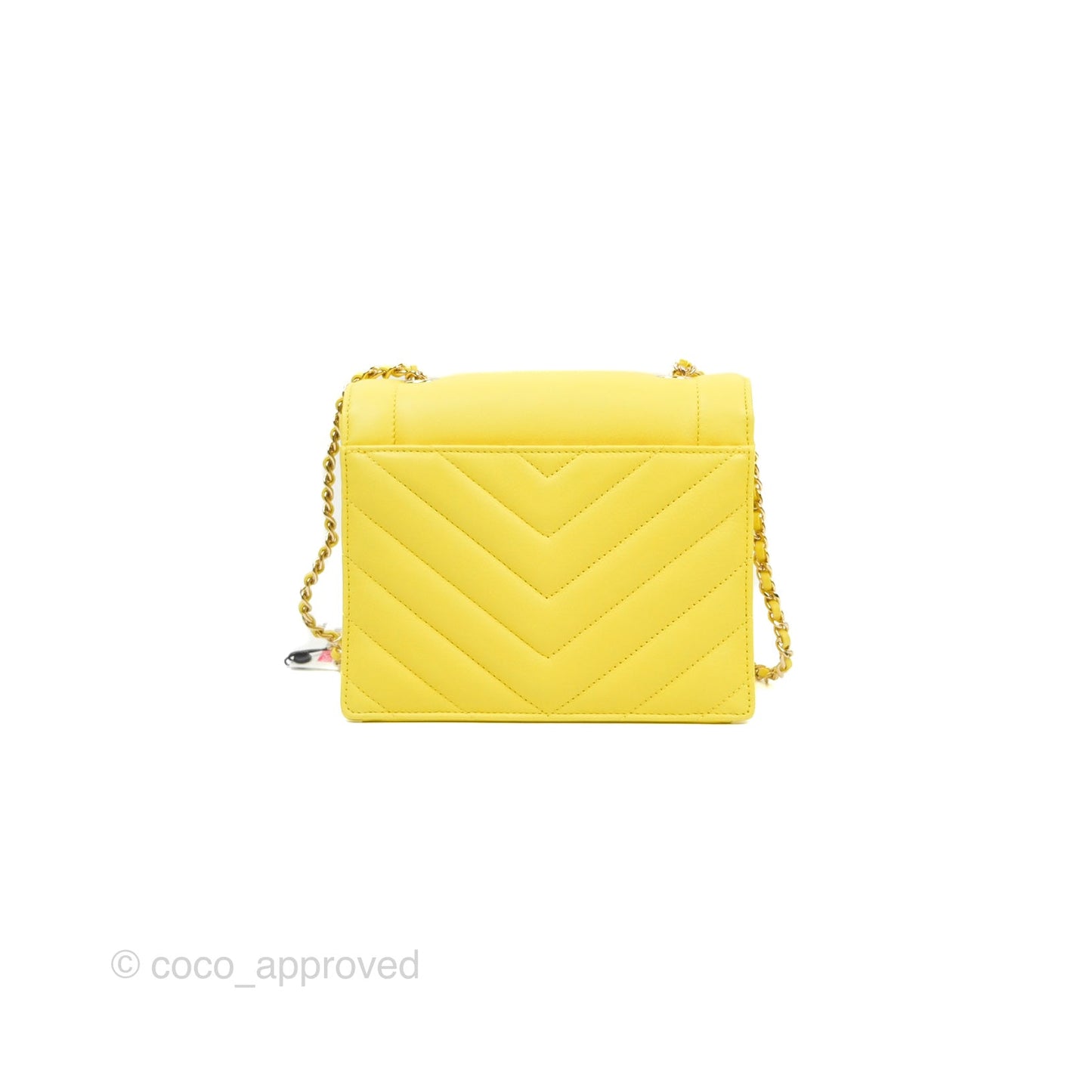 Chanel Chevron Square Envelope Flap Bag Yellow 19C