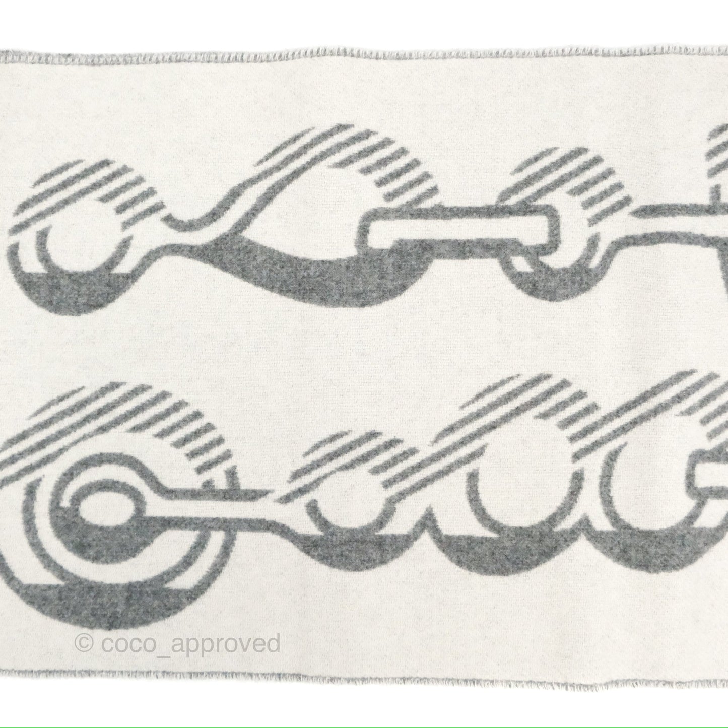Hermes Casaque Do Re Boucles Muffler Ivoire / Gris Flanelle Cashmere