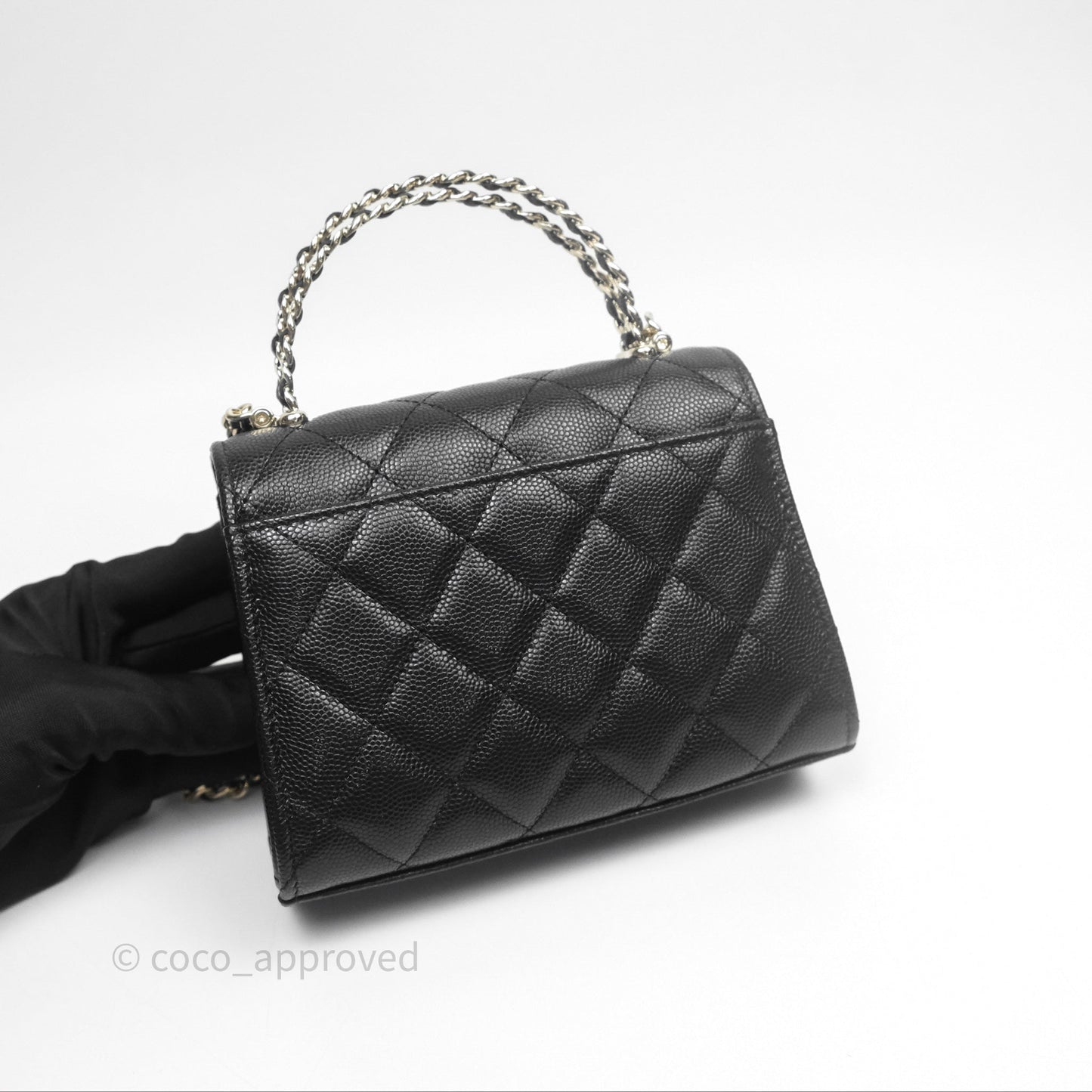 Chanel Kelly Clutch With Chain Black Caviar Gold Hardware