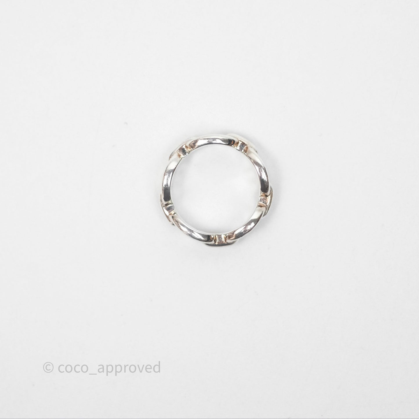 Hermès Sterling Silver PM Chaine d'Ancre Enchainee Band Ring 54