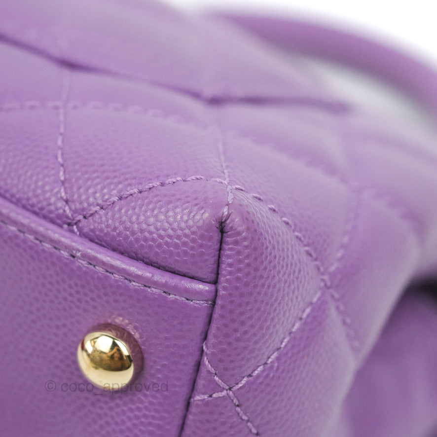 Chanel Mini Coco Handle Quilted Purple Caviar Gold Hardware