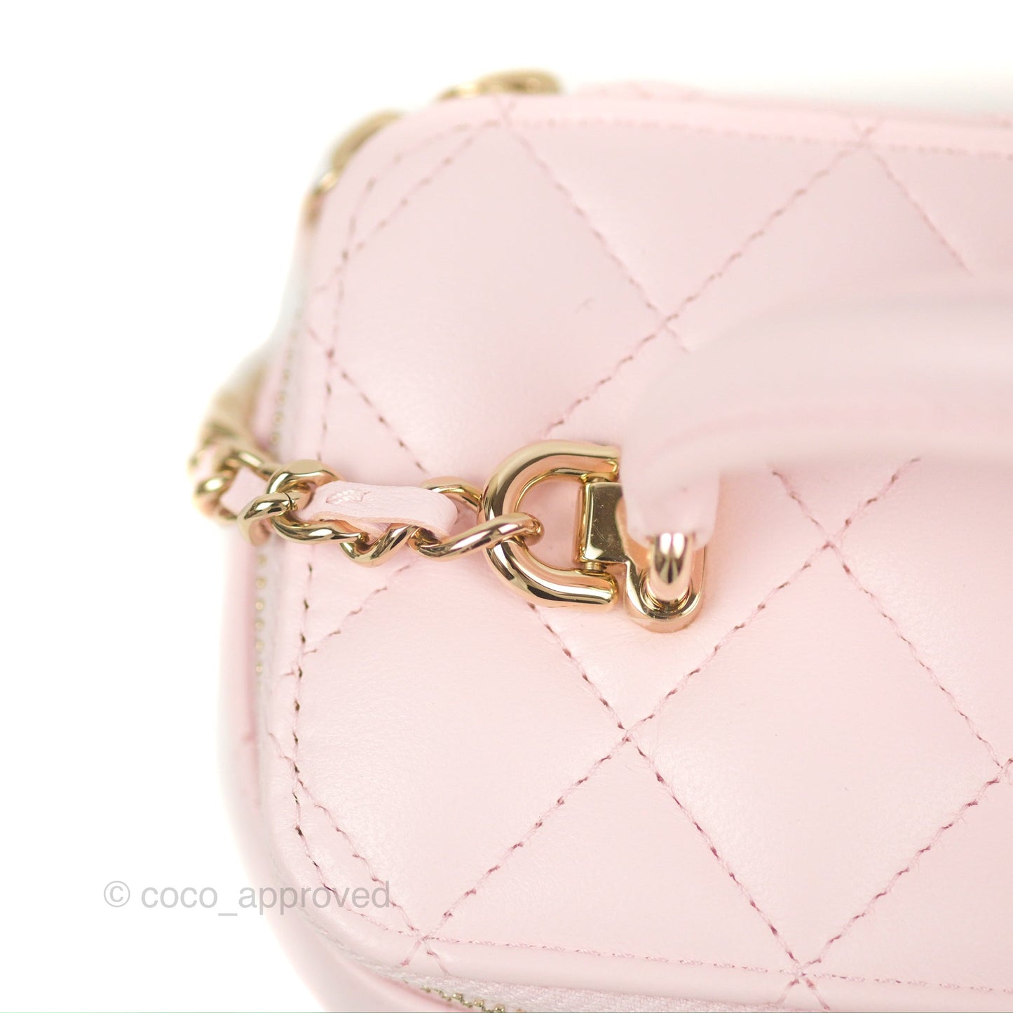Chanel Vanity Rectangular Top Handle Pink Lambskin Gold Hardware
