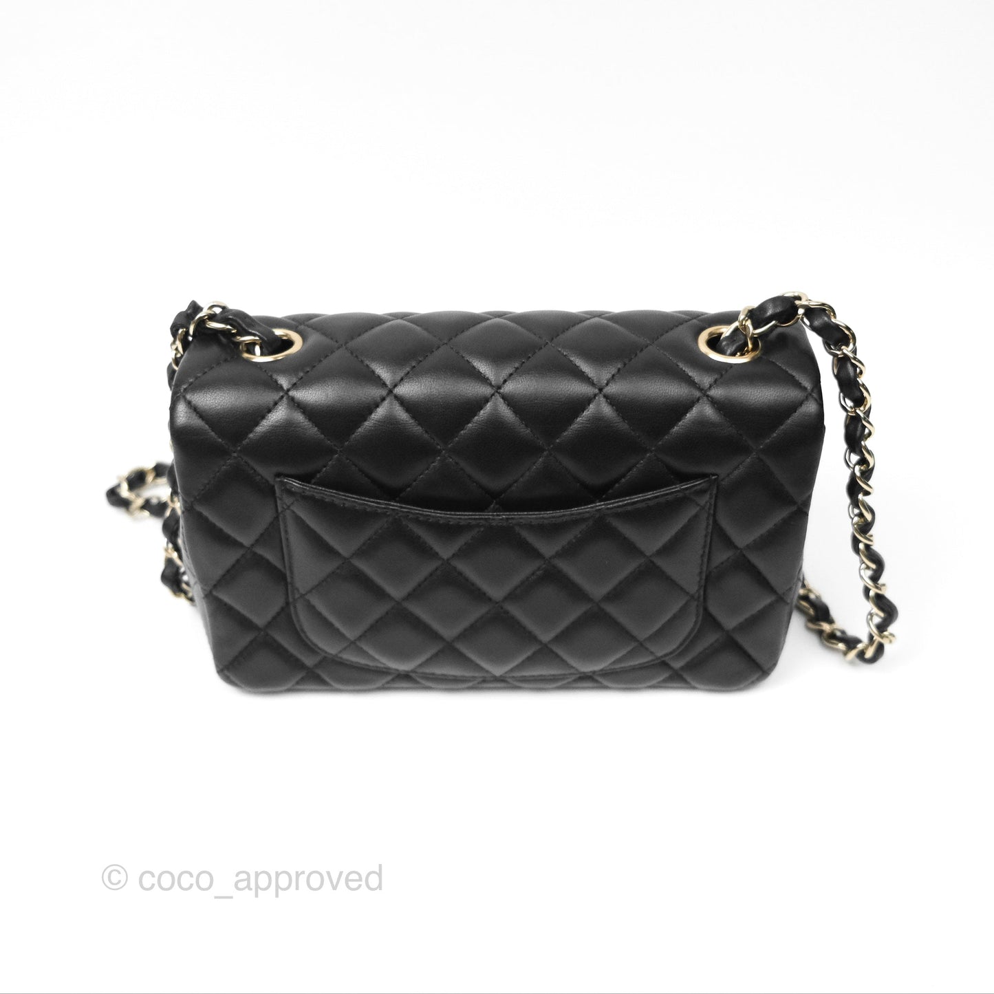 Chanel Mini Rectangular Quilted Black Lambskin Gold Hardware