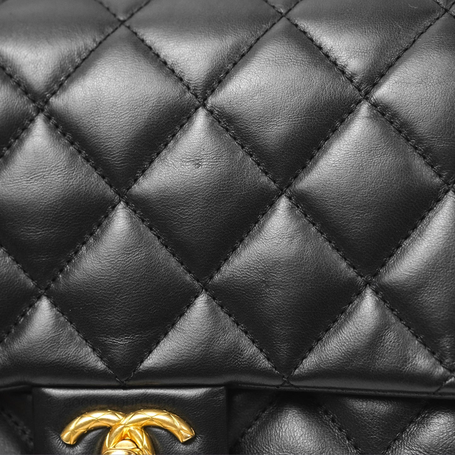 Chanel Flap Bag with Adjustable Strap Black Lambskin Aged Gold Hardware 22K