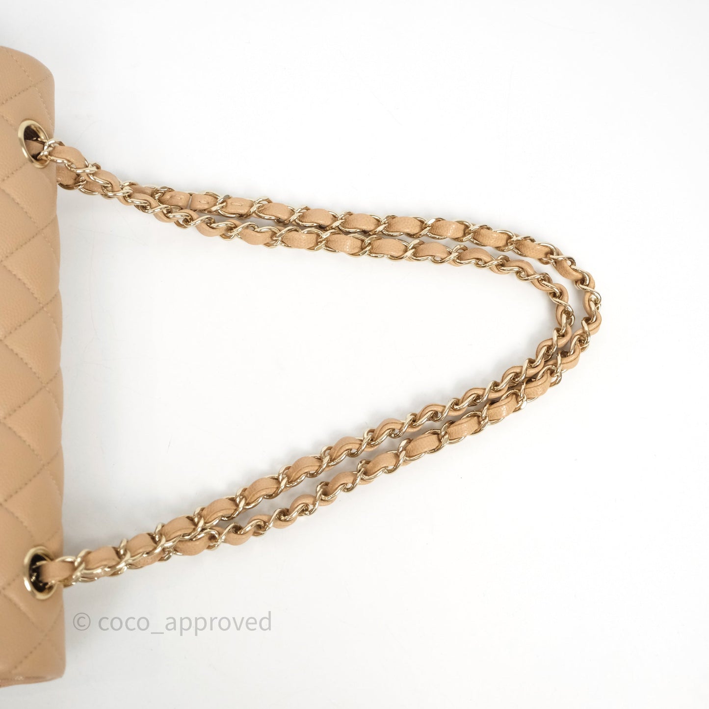 Chanel Classic M/L Medium Flap Quilted Dark Beige Caviar Gold Hardware