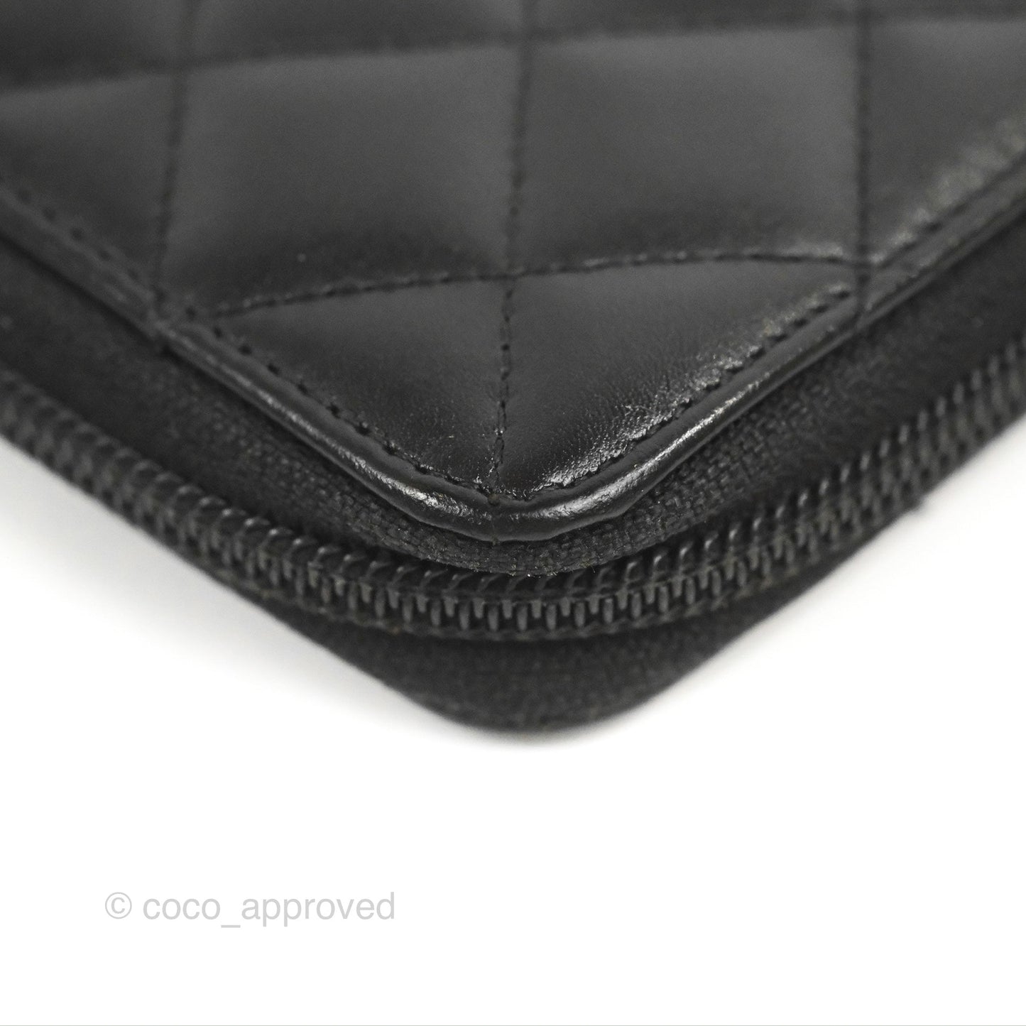 Chanel Quilted Cambon Yen Zip Long Wallet Black Calfskin Silver Hardware