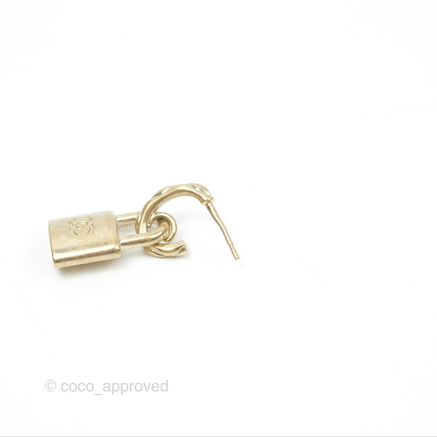Chanel CC Padlock Drop Earrings Gold Tone 22V