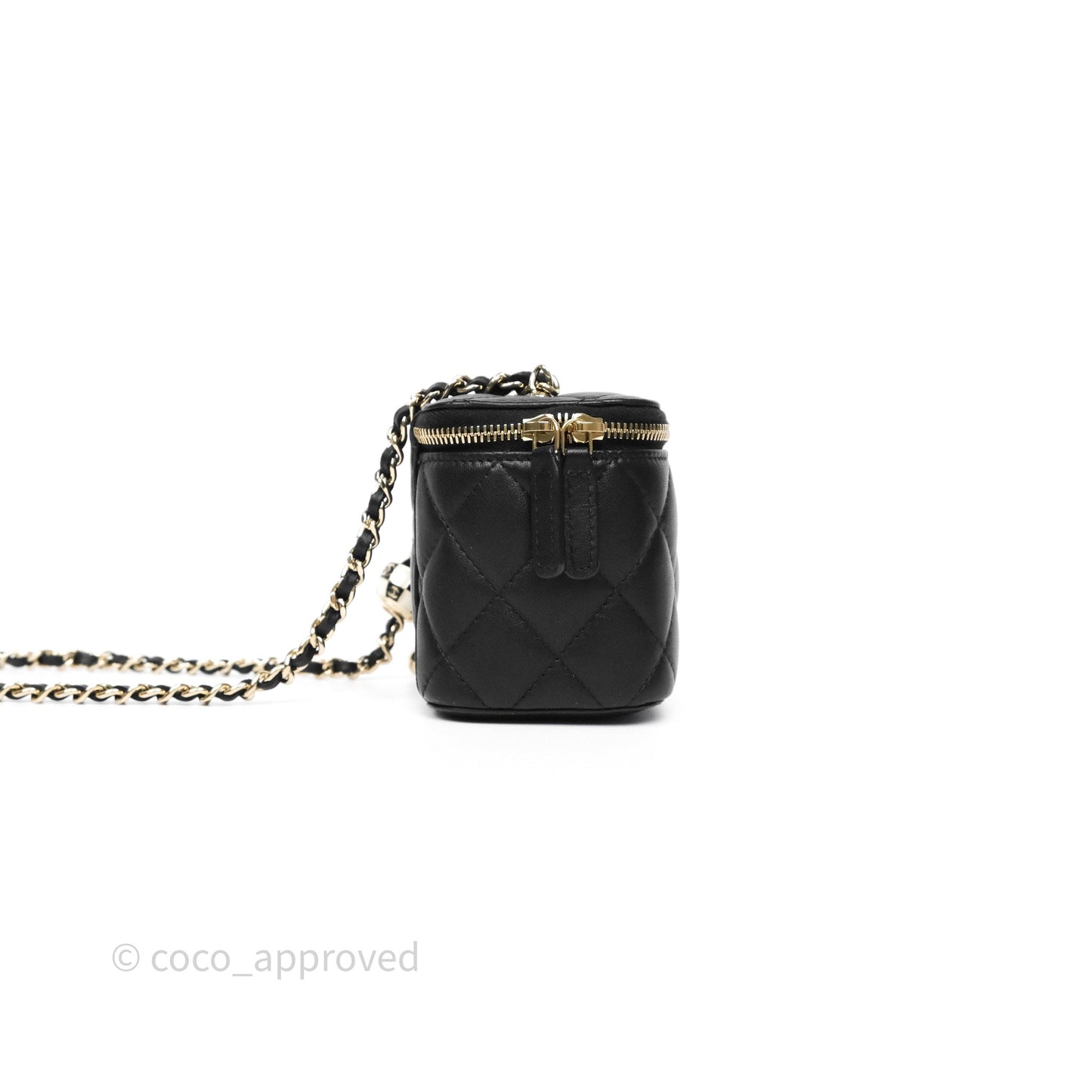 Chanel Mini Ball Crush Vanity With Chain Black Lambskin Gold Hardware
