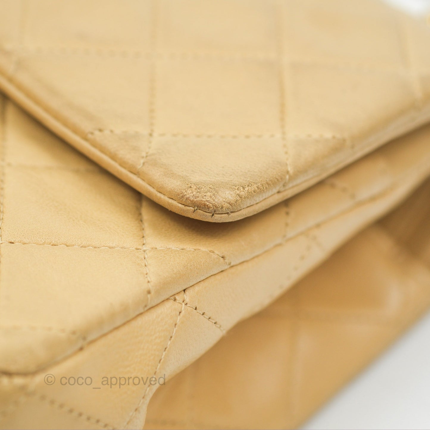 Chanel Vintage Medium Classic Flap Beige Lambskin 24K Gold Hardware
