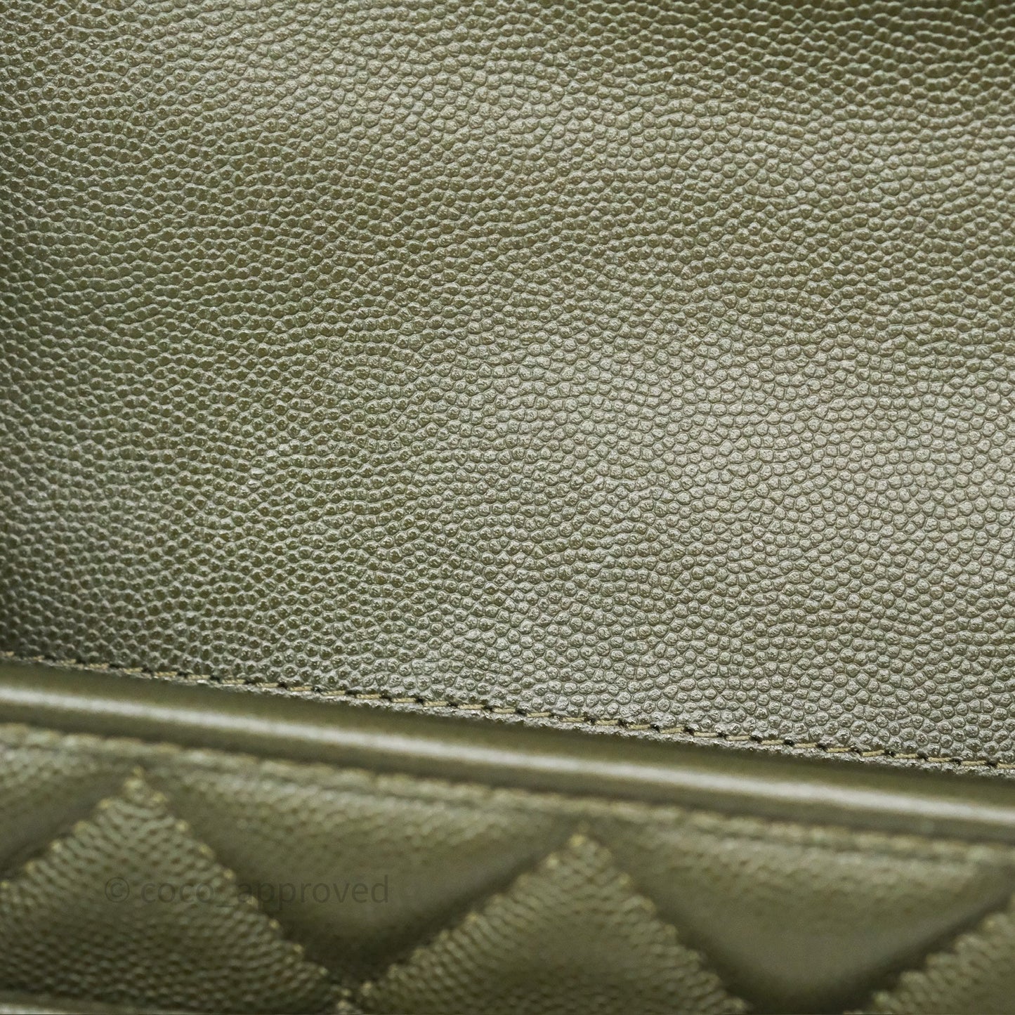 Chanel School Memory Top Handle Flap Army Green Caviar Aged Gold Hardware